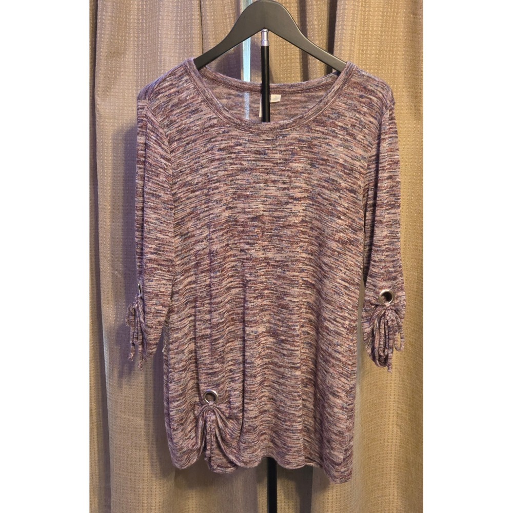 Cato Marled Asymmetrical Tie Hem Blouse Women's Size Small Multicolor